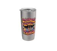 Strings Before Things Guitar Collector Groovy 70's Guitarist Stainless Steel Insulated Tumbler