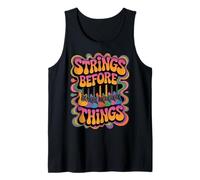 Strings Before Things Guitar Collector Groovy 70's Guitarist Tank Top