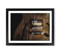 Strings Of The Electric Guitar Painting Modern Art Framed Wall Art Print, Ready to Hang Picture for Living Room Bedroom Home Office Décor, Black A4 (34 x 25 cm)