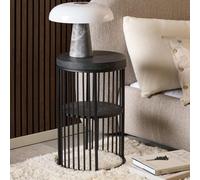 Strington Bedside Table - Round - Black Marble Effect