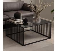 Strington Coffee Table - Square - Black Marble and Glass