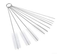 Strip Type Cleaner Bottle Tube Brushes Set, Small Long Handle Nylon Pipe Cleaning Tools for Narrow Neck Scrubber, Straw and Detailed Brush Set with Multi Size Reusable Wash, 10pcs(White)