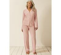 Stripe and Stare Button Down Long PJ Set PINK A BOO LEOPARD EXTRA SMALL