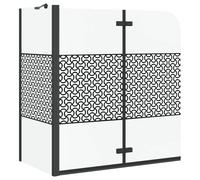 Stripe Bath Enclosure Tempered Glass Shower Bathroom Screen Black/White vidaXL