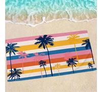 Stripe Beach Towel, Large Beach Towels for Adults - Quick Dry Microfibre Towel - Super Absorbent Bath Towels for Swim 120 x 60 cm - 1 Piece, Soft, Sand Free, Lightweight - Coconut Trees 0e-464