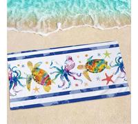 Stripe Beach Towel, Large Beach Towels for Adults - Quick Dry Microfibre Towel - Super Absorbent Bath Towels for Swim Gym 120 x 60 cm - 1 Piece, Soft, Sand Free, Lightweight, Animals (2) 0e-444