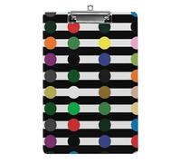Stripe Black and White Clipboard, A4 Acrylic Clipboard with Hanging Hole, Ultra-Light Clip Board - Holds 100 Sheets, Shatterproof Document Holder for Office, 12.5" X 8.5"