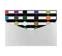 Stripe Black and White File Folder 6-Pocket, Waterproof Accordion File Organizer with Snap Closure, Expanding Document Holder for Office, Home