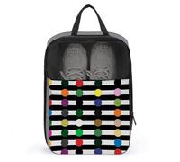 Stripe Black And White Shoe Bag Waterproof & Breathable Shoe Pouch for Travel, Portable Carry Case for Sports Sneakers, Gym, Vacation