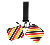 Stripe Black Red Yellow Aesthetics Women's Coin Pouches Card Holder Thin Flat Coin Purse Change Holder with Zipper Pocket for Work Travel 2 Pcs, Stripe Black Red Yellow Aesthetics, One Size, Casual