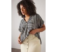 Stripe Button Front Blouse Evans Black 16
