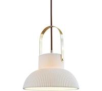 Stripe Ceramics Pendant Lighting White Glazed Ceramics Chaners Single Head Hanging Lamp Adjustable Cord Farmhouse Lamp for Living Room, Kitchen Island, Hotel
