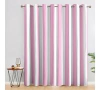 Stripe Curtains Bedroom, 52 x 63 - Pink and White Girl Blackout Curtains & Decor, Living Room, Eyelet Patterned Window Drapes, 63 Inch Drop 2 Panels （NES5）