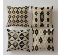 Stripe Cushion Covers 16x16in Outdoor Cushions Waterproof Linen Square Pillowcase Double Sided Printing Modern Set of 4 Decorative Pillows for Garden Furniture Balcony Room Farmhouse Summer Gifts S901