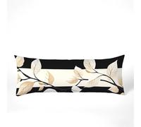 Stripe Cushion Covers 60 x 180 cm Side Sleeper Pillow Cover Leaf Pattern Design Waterproof Velvet Pillow Cases Double-Sided Printing with Invisible Zipper for Bedroom Bed, Gifts for Women, Model1183