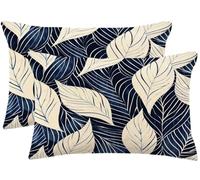 Stripe Cushions 40x60 cm Leaf Cushion Covers,Large Sofa Decorative Pillows 16 x 24 Inch,Set of 2 Linen Breathable Throw Pillow Cover Double-Sided Design Pillowcases for Home Farmhouse Room Decor m754
