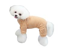 Stripe Dog Pajamas Soft Skin Friendly Striped Dog Jumpsuit Keep Warm Puppy Clothes for Indoors Outdoors Cotton Polyurethane (L)