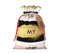 (Stripe Don'T Kill My Vibe) Burlap Gift Bags With Drawstring, M Size Holiday Present Goody Bags For Xmas Party