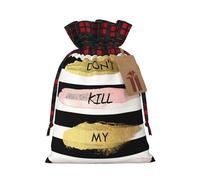 (Stripe Don'T Kill My Vibe) Drawstring Gift Bags Holiday Present Goody Bags For Xmas Party M