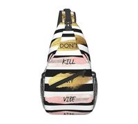 Stripe Don'T Kill My Vibe Fashion Cross Chest Bag Diagonally Adjustable Straps High Capacity Sport Travel Work Daily Use