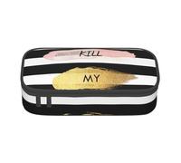 Stripe Don't Kill My Vibe Large Capacity Pencil Case Stationery Storage Bag with Zipper Boys Girls Students School