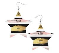 Stripe Don'T Kill My Vibe Leather Star Shaped Earrings Fashion Accessories Lightweight Festivals Parties Everyday Life