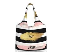 Stripe Don't Kill My Vibe Print Canvas Tote Bags for Women Reusable Grocery Bag Large Gym Canvas Cloth Pouchportable Shopping Handbag