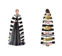 (Stripe Don'T Kill My Vibe) Print Halloween Hooded Cape Witch Cosplay Accessories Adult Fancy Dress Costume