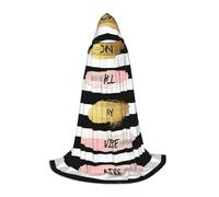 (Stripe Don't Kill My Vibe) Print Hooded Cape For Teenagers Costume Party, Halloween Hooded Cape Soft and Elastic,M