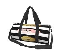 Stripe Don't Kill My Vibe Print Round Duffel Bag, Canvas Overnight Travel Tote Bag, Waterproof and Tear-Resistant.Foldable Weekend Travel Bag