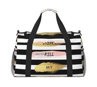 Stripe Don't Kill My Vibe Print Weekender Bag,Gym Bag with,Carry On Luggage Overnight Weekend Bag