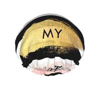 Stripe Don'T Kill My Vibe Shower Caps For Women, Elastic And Reusable Bath Caps, Double Waterproof Layers Shower Cap, Bathing Shower Caps