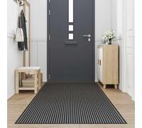 Stripe Doormat Black Grey 115x400 cm Tufted Polypropylene Non-Slip Entry