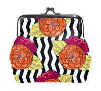 Stripe Floral Flower Women’s PU Leather Coin Wallets Girls Mini Buckle Coin Purse Pouch
