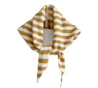 Stripe Knitted Triangle Scarf for Women - Y2k Aesthetic Headscarf Shawl Cozy Neck Warmer Versatile Head Wrap Cottagecore Streetwear Stylish Fall Winter Accessories (Yellow)