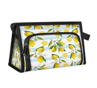 Stripe Lemon Flower Leaves Travel Toiletry Bag for Women Men Girls Boys Multifunctional Makeup Pouch Bag Wash Toiletries Cosmetic Organizer Shower Bag
