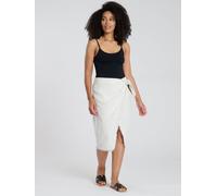 Stripe Linen Blend Fringe Wrap Skirt South Beach Cream 14