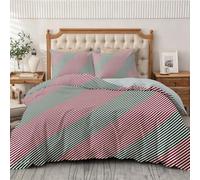 Stripe Minimalist Single Duvet Cover Set 135x200 cm | Vintage Candy Stripe Bedding Set with Pillowcase, Soft Lightweight Quilt Cover for Kids Boys Girls Room Decor H-20