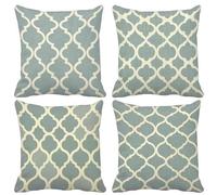 Stripe Outdoor Cushions Sage Green Cushion Covers Set of 4, Waterproof Linen Decorative Pillows with Invisible Zipper Sofa Pillows for Outdoor Patio Garden Farmhouse Decor Spring 45x45 cm -lsy250404