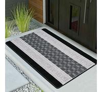 Stripe Pattern Gel Back Rug Large Hallway Runner Area Rugs Living Room Floor Mats Bedroom Carpet Door Mat (Black-Grey, 50 x 80 cm)