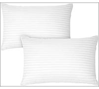 Stripe Pillows Bounceback White | Virgin Hollowfibre Filled | Hotel Quality Pillows Anti-Allergy Soft/Firm Support Satin Stripe Pillow for Back Stomach & Side Sleeper Bed Pillows (6 Pack)