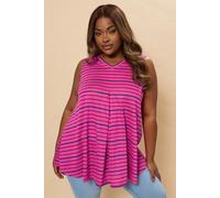 Yours Curve Hot Pink Stripe Pleat Front Vest Top - Women's - Plus Size Curve