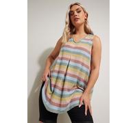 Yours Curve Pink Stripe Print Pleat Front Vest Top - Women's - Plus Size Curve