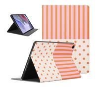 Stripe Polka Dot Tablet Case for Samsung Galaxy Tab A8 X205/X200 2021 10.5" | Striped Polka Dots Orange Pink Yellow Design Cases Flip PU Leather Stand Funda Adjustable Protective for Women Men