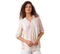 Stripe Print Pleat Detail Tunic Top Roman Pink 12