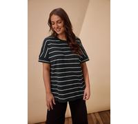 Stripe Pure Cotton T-Shirt Evans Black 18