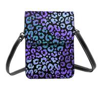 Stripe Purple Leopard Print Small Crossbody Bags for Women, Small Purses Leather Cell Phone Cross Body Bag