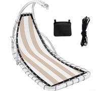 Stripe Replacement Seat Cloth for Textilene Hanging Swing Chair,Teslin Fabric Base Rope,Black Yellow Pink Light Brown,64x197x23CM(Tan Striped)