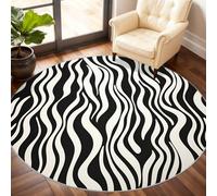 Stripe Round Rug 210cm, Zebra Stripes Circle Rugs, Black And White Rug, Washable Round Carpet for Kitchen Dining Living Room Bathroom Beneath the Furniture
