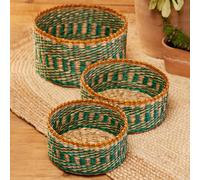 Stripe Seagrass Baskets - Set of 3